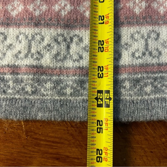 Carroll Reed Fair Isle Celtic Pink and Gray Wool Sweater Jacket Size XL Winter - Picture 11 of 14